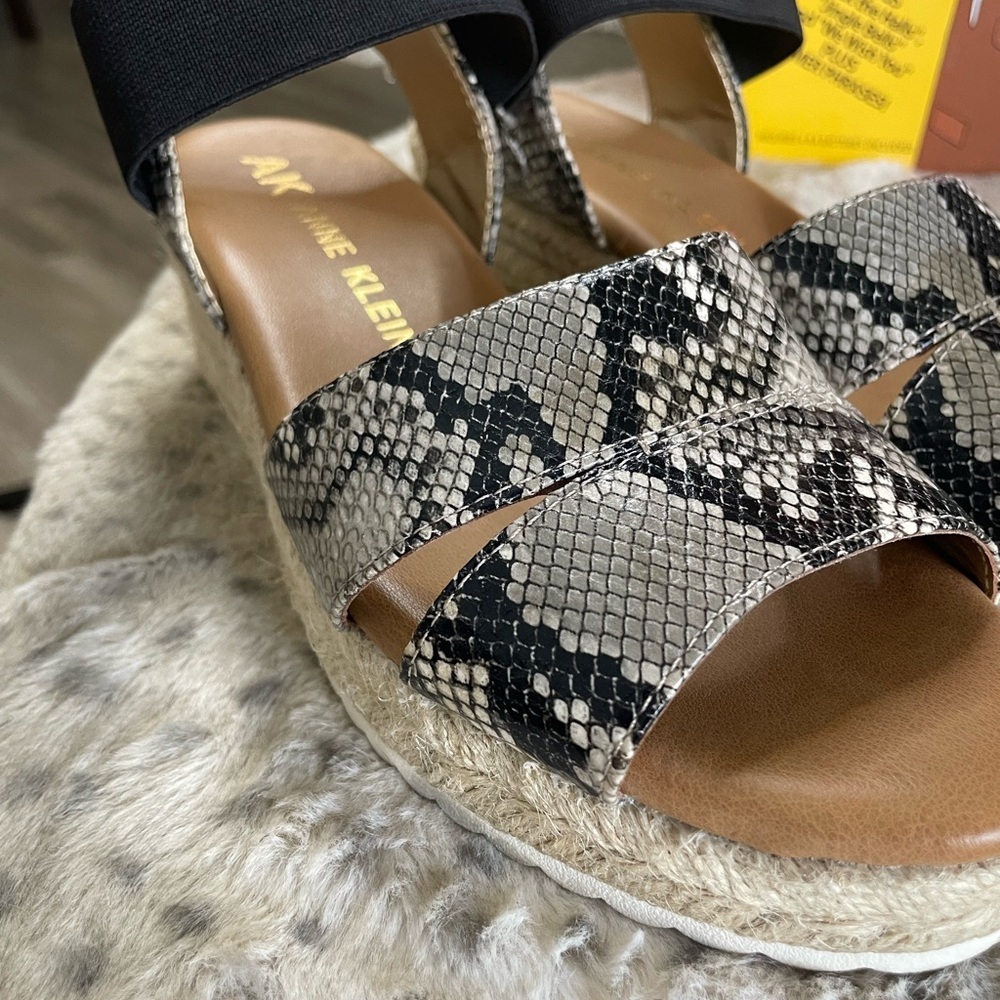 Anne Klein Snakeskin Wedges with‎ Black Strap